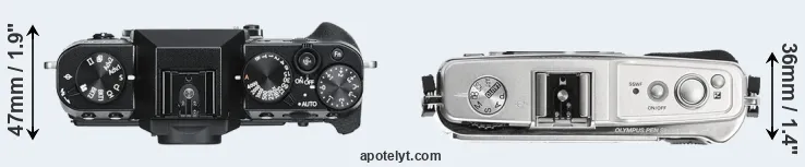 Compare X-T30 versus E-P1 top