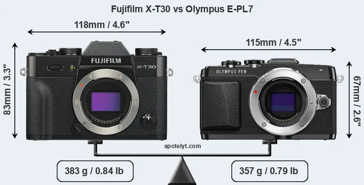 Size Fujifilm X-T30 vs Olympus E-PL7