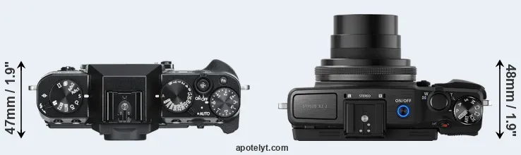 Compare X-T30 versus XZ-2 top