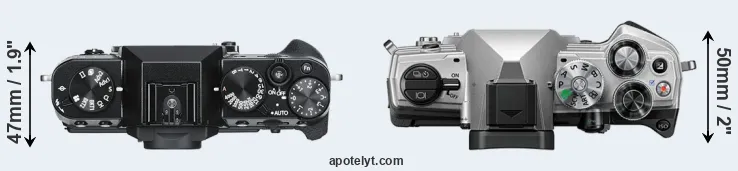 Compare X-T30 versus OM-5 top