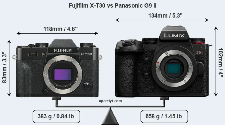 Size Fujifilm X-T30 vs Panasonic G9 II