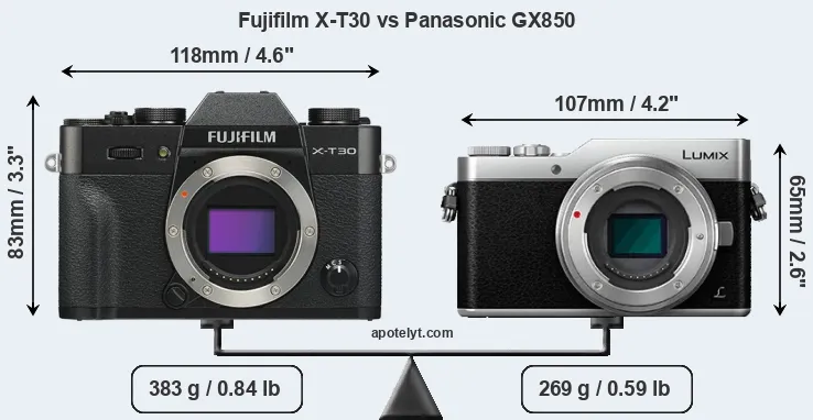 Size Fujifilm X-T30 vs Panasonic GX850