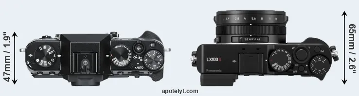 Compare X-T30 versus LX100 II top