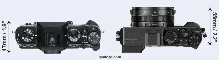 Compare X-T30 versus LX100 top