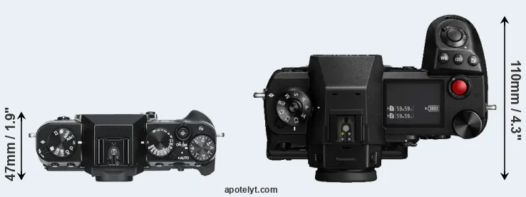 Compare X-T30 versus S1H top