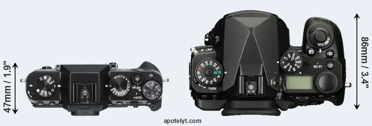 Compare X-T30 versus K-1 top