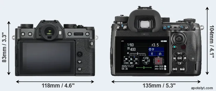 Comparison X-T30 or K-3 III rear