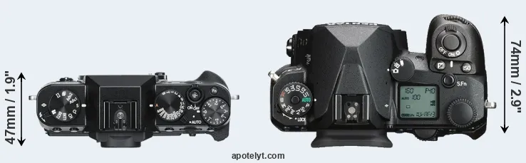 Compare X-T30 versus K-3 III top