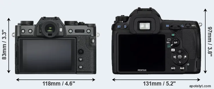 Comparison X-T30 or K-5 rear