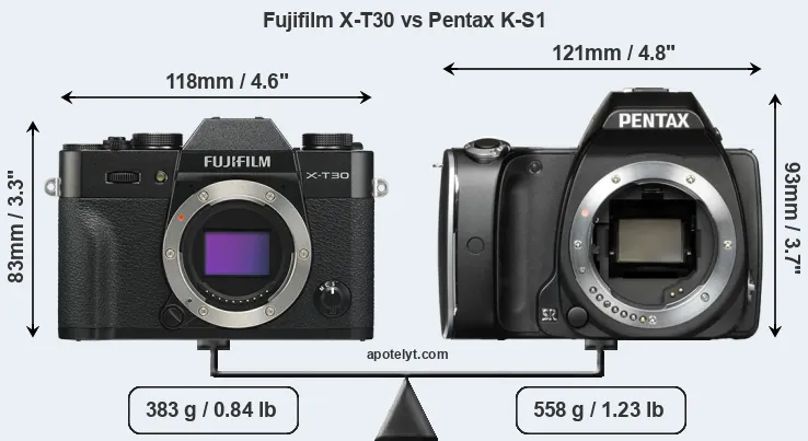 Size Fujifilm X-T30 vs Pentax K-S1