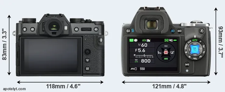 Comparison X-T30 or K-S1 rear