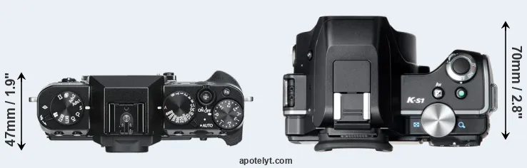 Compare X-T30 versus K-S1 top