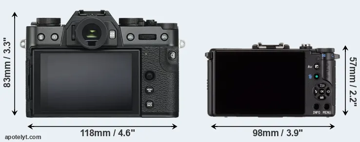 Comparison X-T30 or Pentax Q rear
