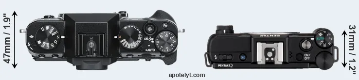 Compare X-T30 versus Pentax Q top