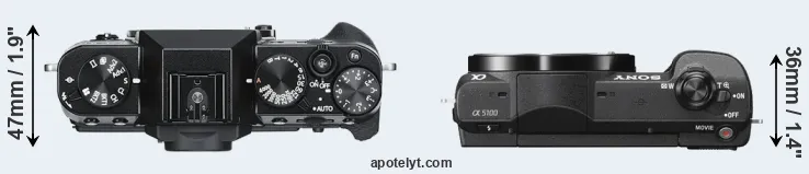 Compare X-T30 versus A5100 top