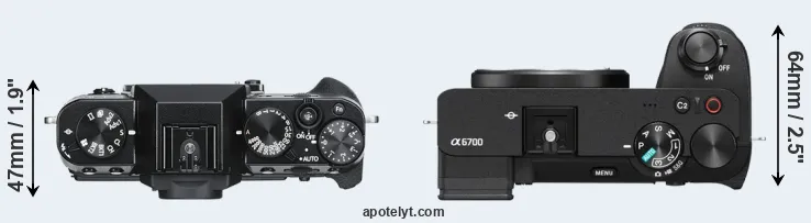 Compare X-T30 versus A6700 top