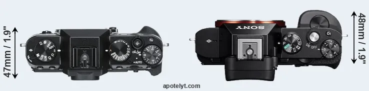 Compare X-T30 versus A7 top