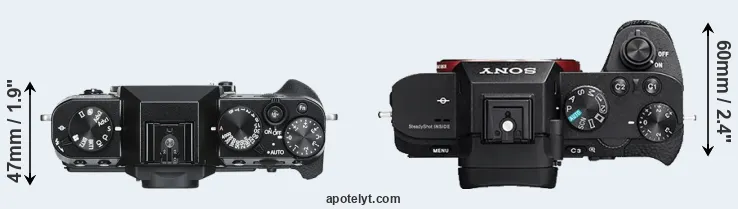 Compare X-T30 versus A7R II top
