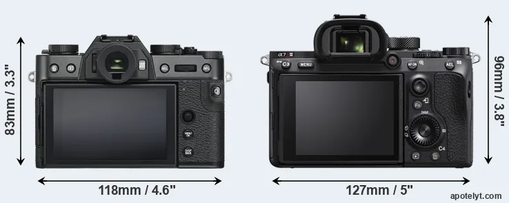 Comparison X-T30 or A7R IIIA rear