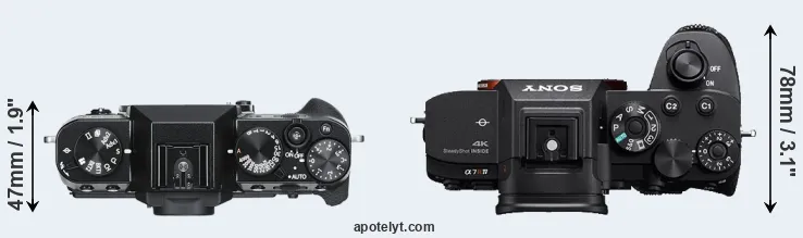 Compare X-T30 versus A7R IV top