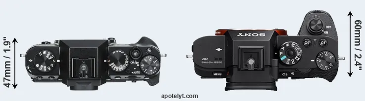 Compare X-T30 versus A7S II top