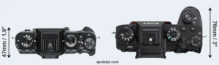 Compare X-T30 versus A9 II top