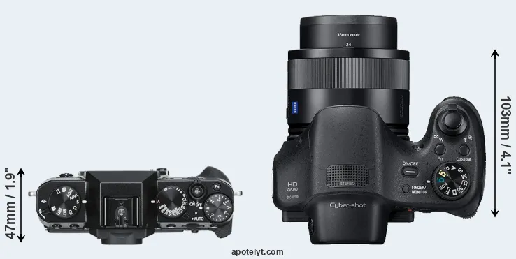 Compare X-T30 versus HX350 top
