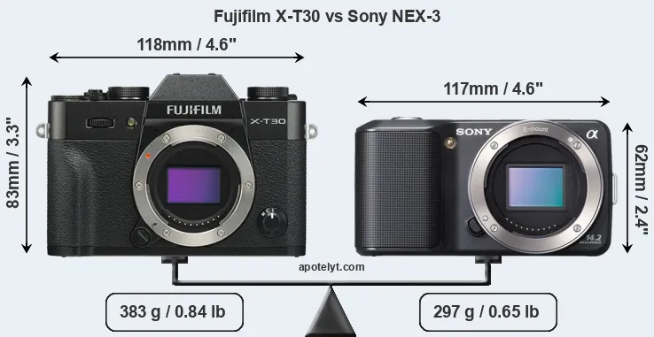 Size Fujifilm X-T30 vs Sony NEX-3