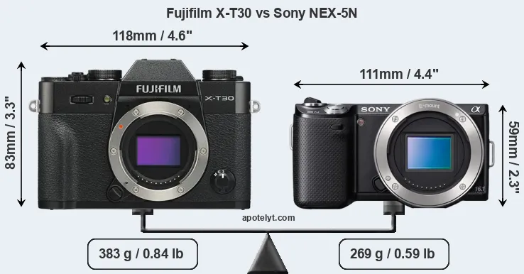 Size Fujifilm X-T30 vs Sony NEX-5N