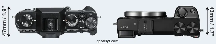 Compare X-T30 versus NEX-7 top
