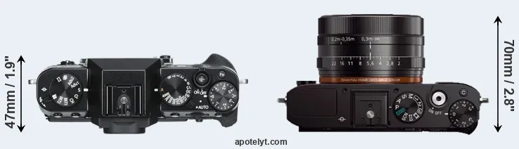 Compare X-T30 versus RX1 top