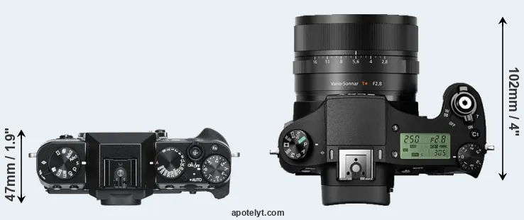 Compare X-T30 versus RX10 II top