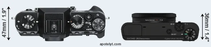 Compare X-T30 versus RX100 top
