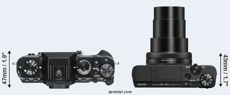 Compare X-T30 versus RX100 VII top