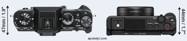 Compare X-T30 versus ZV-1 top