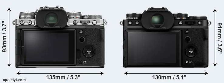 Comparison X-T4 or X-T5 rear