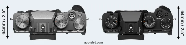 Compare X-T4 versus X-T5 top