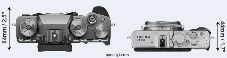 Compare X-T4 versus X70 top