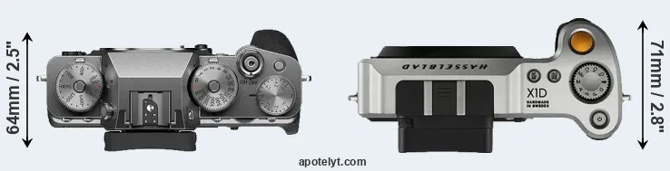 Compare X-T4 versus X1D top