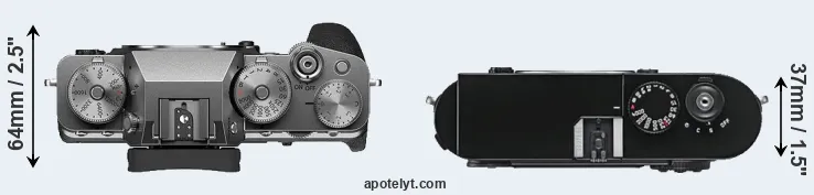 Compare X-T4 versus M9 top
