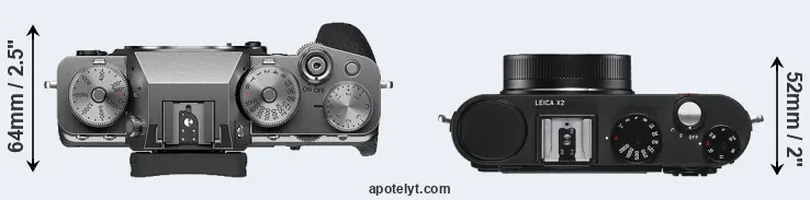 Compare X-T4 versus X2 top