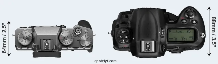 Compare X-T4 versus D3 top