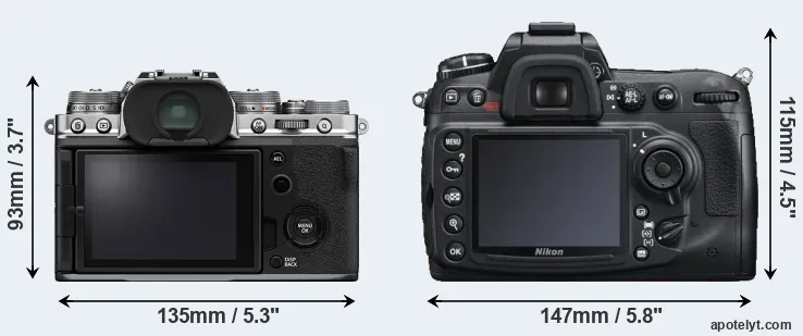 Comparison X-T4 or D300S rear