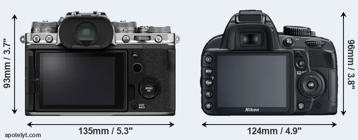 Comparison X-T4 or D3100 rear