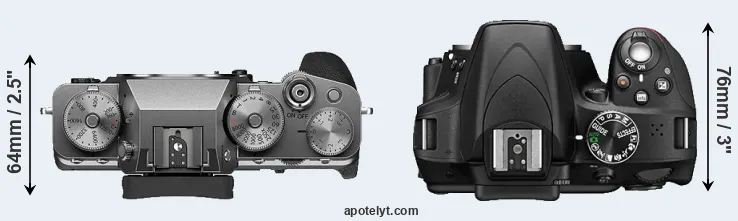 Compare X-T4 versus D3300 top
