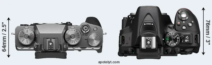 Compare X-T4 versus D5300 top