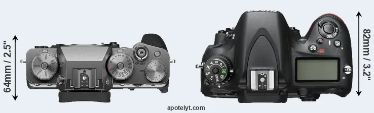 Compare X-T4 versus D600 top