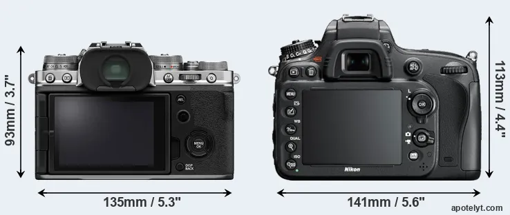 Comparison X-T4 or D610 rear