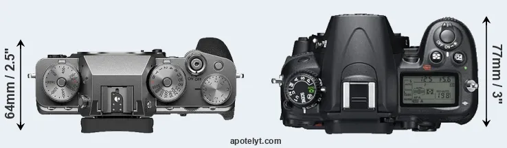Compare X-T4 versus D7000 top