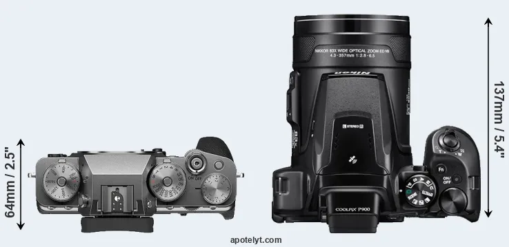 Compare X-T4 versus P900 top